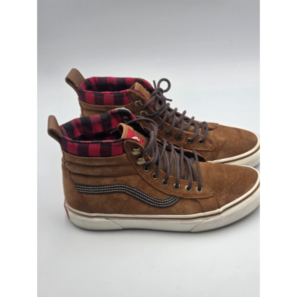 Vans Sk8-Hi MTE Glazed Ginger Suede Plaid High Top Shoes Mens 8 Womens 9.5